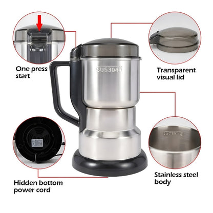 Elektrische Kaffeemühle aus Edelstahl – Vielseitig, Leistungsstark, 200–300 W