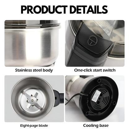 Elektrische Kaffeemühle aus Edelstahl – Vielseitig, Leistungsstark, 200–300 W