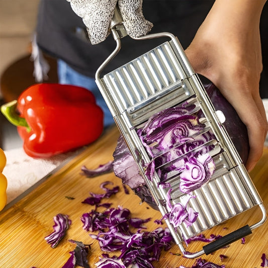 3-in-1 Edelstahl Reibe mit 3 austauschbaren Klingen für Gemüse, Obst und Käse