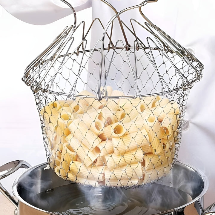 Multifunktionaler faltbarer Frittierkorb aus Edelstahl – Perfekt für Küche und Frittieren