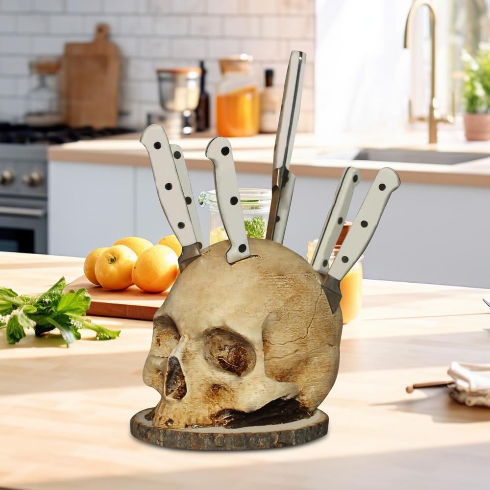 Totenkopf Messerhalter – Gothic Style für 7 Messer