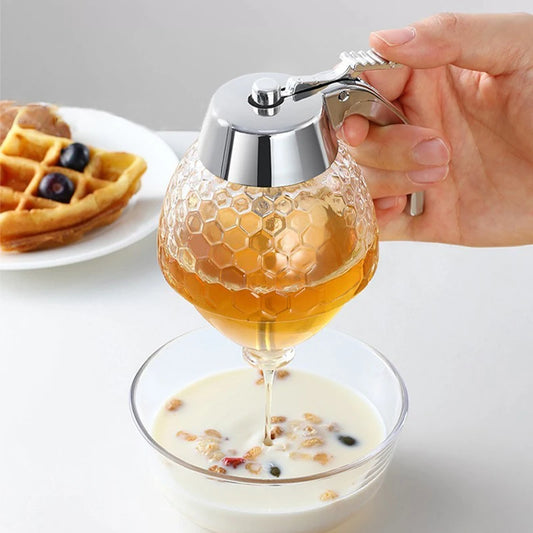 Honigspender mit Pressmechanismus 200 ml – Tropffreier Behälter für Honig, Sirup und Flüssigkeiten