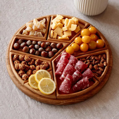Servierplatte aus Holz mit 8 Fächern – Stilvolles Tablett für Snacks, Käse & Tapas