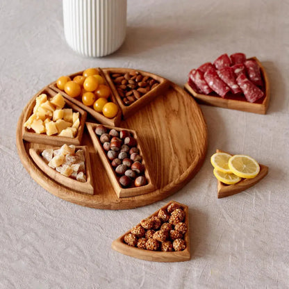 Servierplatte aus Holz mit 8 Fächern – Stilvolles Tablett für Snacks, Käse & Tapas