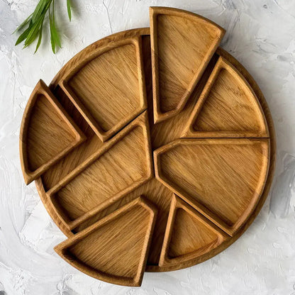 Servierplatte aus Holz mit 8 Fächern – Stilvolles Tablett für Snacks, Käse & Tapas