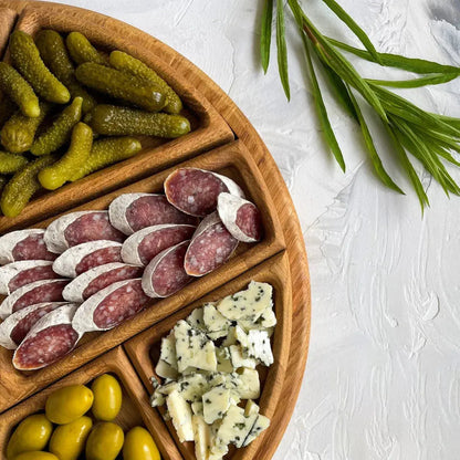 Servierplatte aus Holz mit 8 Fächern – Stilvolles Tablett für Snacks, Käse & Tapas