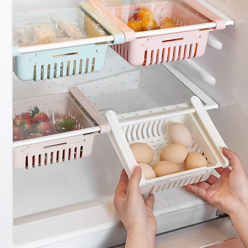 Teleskop-Aufbewahrungskorb für Kühlschrank – Platzsparende Hänge-Lösung, Verstellbar, Ordnung und Stauraum