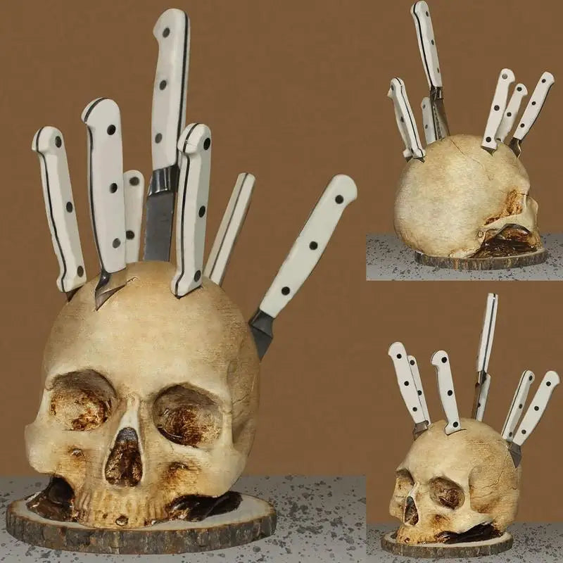 Totenkopf Messerhalter – Gothic Style für 7 Messer