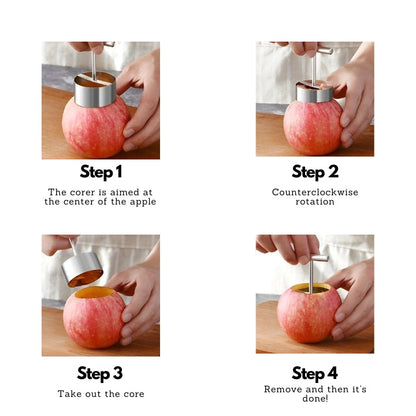 Fruchtkern- und Kernseparator aus Edelstahl, Entkerner für Äpfel und Pfirsiche, 2 Stück