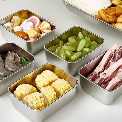 Set aus 2 Mikrowellengeeigneten Aufbewahrungsschalen mit Deckel – Edelstahl, Spülmaschinenfest, Ideal für Küche