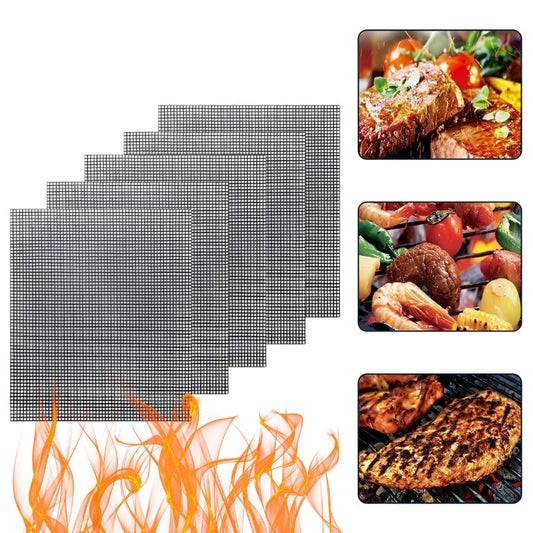 Antihaft-Grillmatte aus Mesh – Wiederverwendbar, Hitzebeständig bis 371°C, Set mit 5 Stück