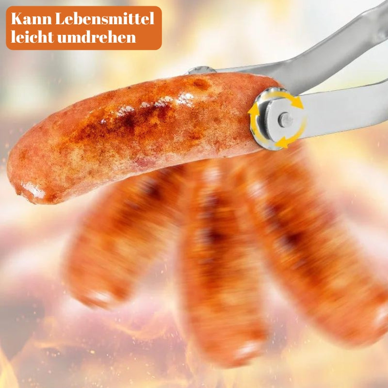 Langlebige BBQ-Würstchenzange aus Edelstahl, 38 cm, hitzebeständig, rostfrei