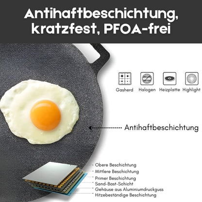 Koreanische Antihaft-Grillpfanne mit Medizinischer Steinbeschichtung – Für Gas & Induktion, 30-36 cm