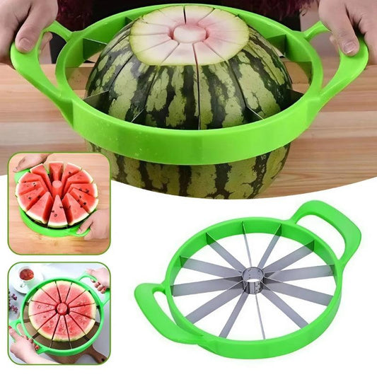 Effizienter Wassermelonenschneider aus Edelstahl – Obstschneider mit 12 Klingen, rutschfestem Griff