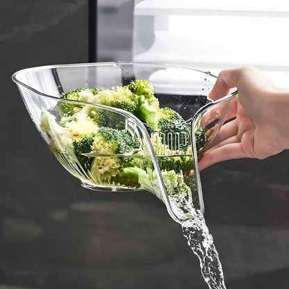Abtropfkorb für Küche, Multifunktionaler Obst- und Gemüsekorb mit Drainage, Kunststoff
