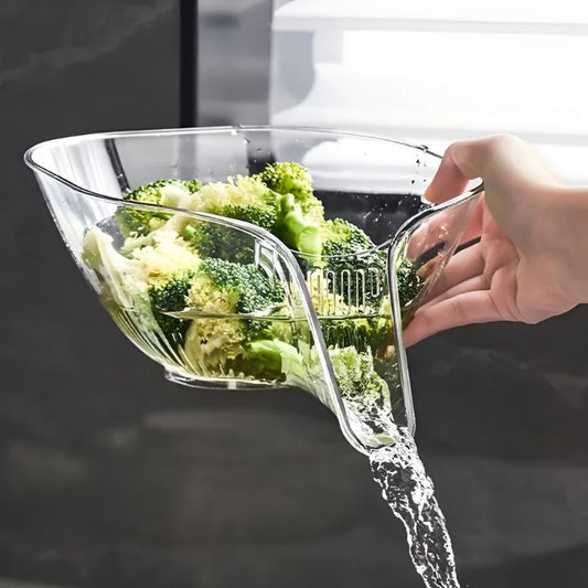 Abtropfkorb für Küche, Multifunktionaler Obst- und Gemüsekorb mit Drainage, Kunststoff