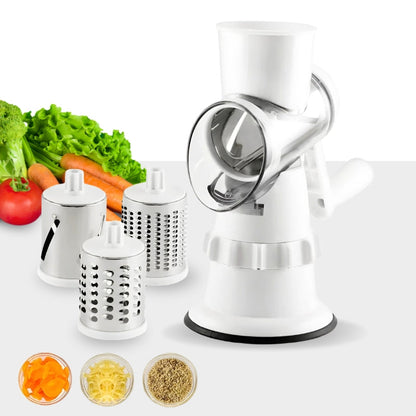 Gemüseschneider 3-in-1 manuell – Schneiden, Raspeln, Zerkleinern – Kompakt und Stromlos