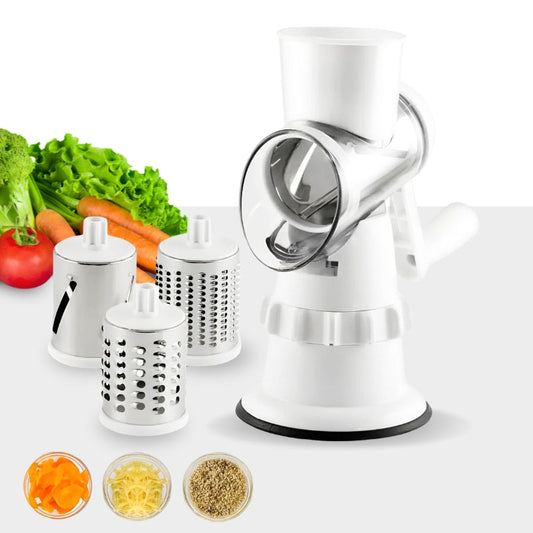 Gemüseschneider 3-in-1 manuell – Schneiden, Raspeln, Zerkleinern – Kompakt und Stromlos