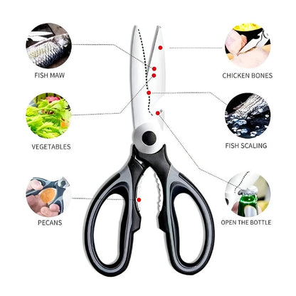 Ergonomische Küchenschere aus Edelstahl, Scharf, Vielseitig für Gemüse, Fleisch und Fisch – 9,5 x 21 cm
