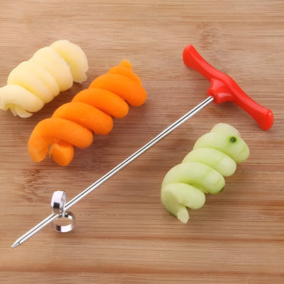 Obstspiralschneider - Ergonomisches Obstspiralmesser aus Edelstahl für kreative Snacks