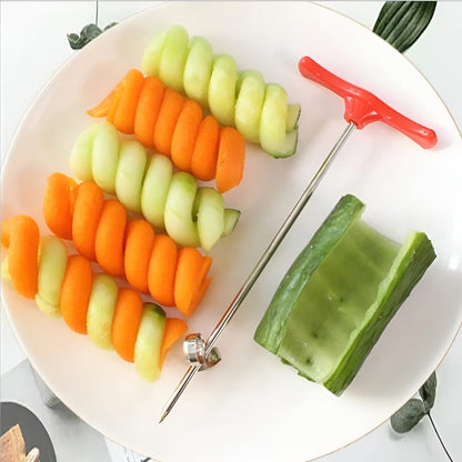 Obstspiralschneider - Ergonomisches Obstspiralmesser aus Edelstahl für kreative Snacks