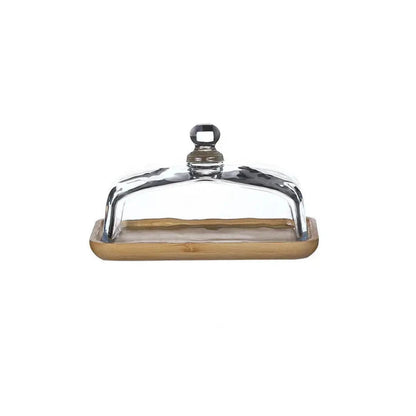 Bambus Cakeplate mit Transparentem Glasdeckel – Hochzeit Dessert Display Rack – Akazienholz oder Bambus
