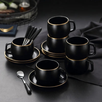 Kaffeetasse mit Untertasse | Antihaft | Gleichmäßige Wärmeverteilung | Keramik