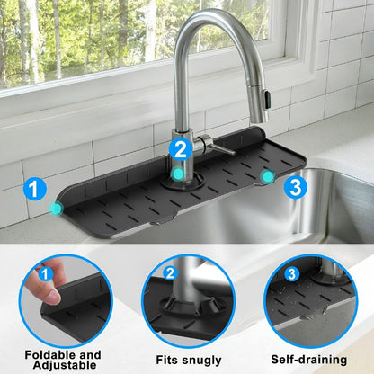 Silikon-Ablaufmatte für die Küche, Praktische Schwamm- und Seifenablage, Universell und Wasserdicht