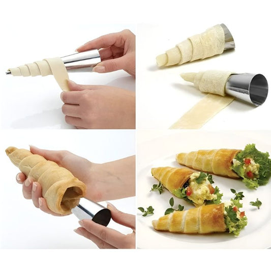 Cannoli-Formen Set aus Edelstahl – 5-teilig mit Bürste