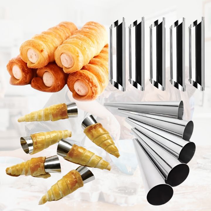 Cannoli-Formen Set aus Edelstahl – 5-teilig mit Bürste