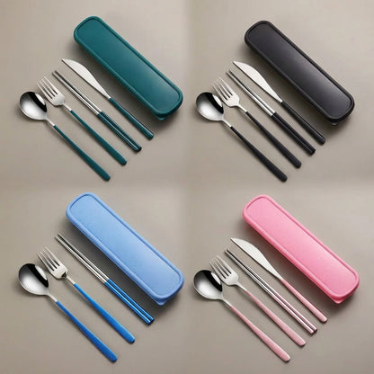 Edelstahl-Besteckset für unterwegs