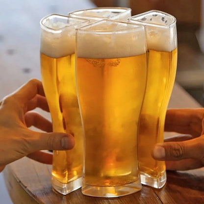 Biergläser Set | 4-in-1 Tragbar | Einfach zu Transportieren | Acryl
