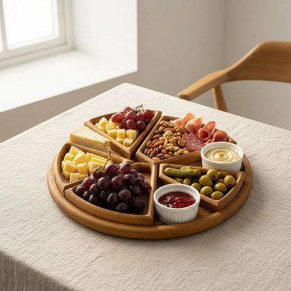 Servierplatte aus Holz mit 8 Fächern