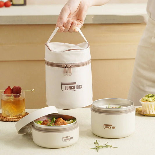 Isoliertes Lunchbehälter-Set aus Edelstahl, 2-teilig, auslaufsicher und hitzebeständig, ideal für Schule, Büro und Outdoor, BPA-frei