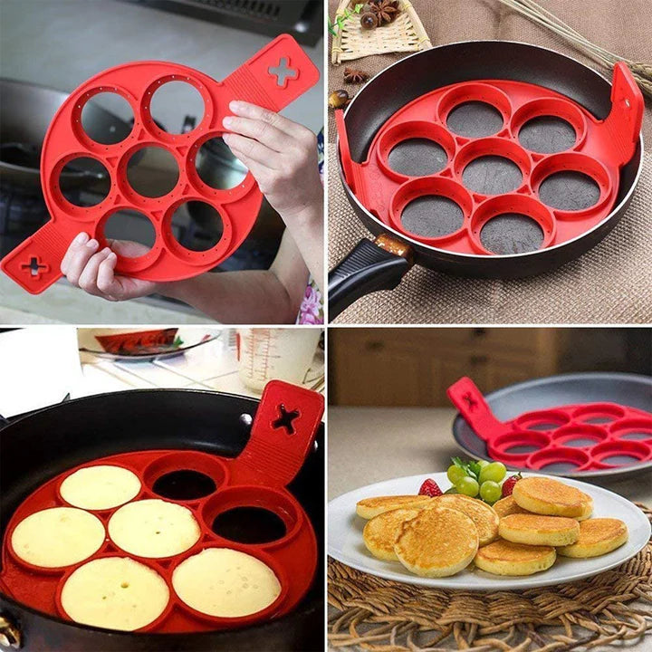 Pancake-Form aus Silikon, 7-in-1 Pfannkuchen-Maker, Antihaft und Hitzebeständig