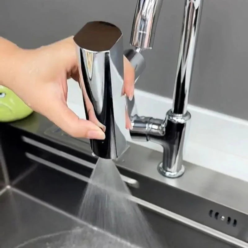 Wasserfall Küchenarmatur - 360° schwenkbarer Wasserhahn für Küche mit Ausziehbrause, Edelstahl, Hochdruck, Modernes Design