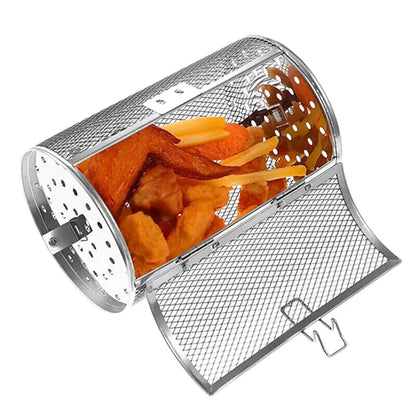 Edelstahl-Drehkorb für Grill & Backofen – Gleichmäßiges Garen – 14x18 cm / 14x25 cm