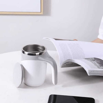 Automatischer Rührbecher – Selbstumrührender Edelstahl-Becher, 400 ml, Ideal für Kaffee und Proteinshakes