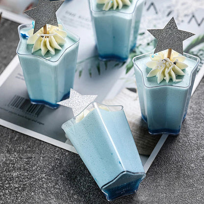 Dessertbecher | Fünfeckig | Auslaufsicher garantiert | Kunststoff