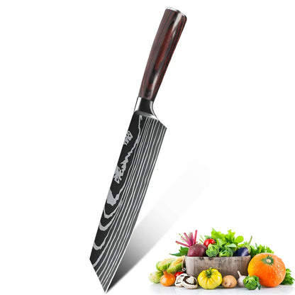 Professionelles 8 Zoll Koksmes, handgeschmiedet aus hochkohlenstoffhaltigem Stahl, scharf, für Fleisch und Gemüse, ideal für professionelle und Hobbyköche