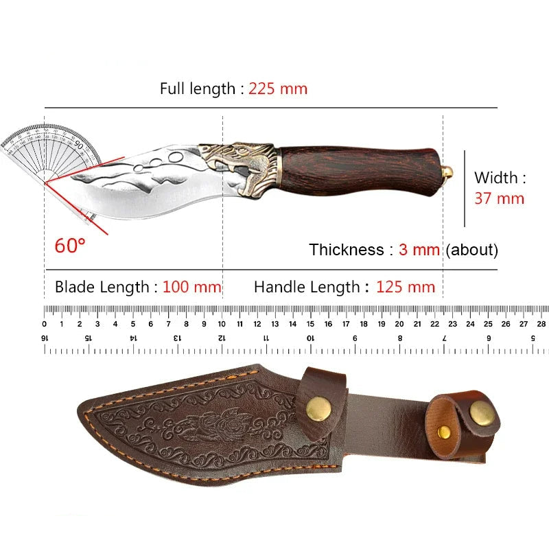 Handgeschmiedetes Küchenmesser – Vielseitiges Chef-Messer aus rostfreiem Stahl, ergonomischer Holzgriff, scharfes Schneidemesser für Fleisch, Fisch, Obst & Gemüse