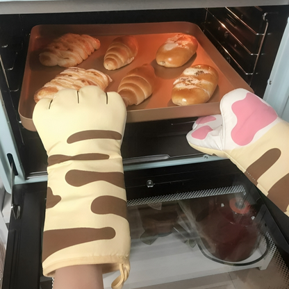 Kochhandschuhe Cat Paw Design, Hitzebeständig, Baumwolle, Ofenhandschuhe für Grillen und Mikrowelle, Lustige Pannenlappen