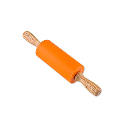 Mini Silikon Nudelholz mit Holzgriff – Antihaft, 22,5 cm – Backwerkzeug für Kinder & Erwachsene