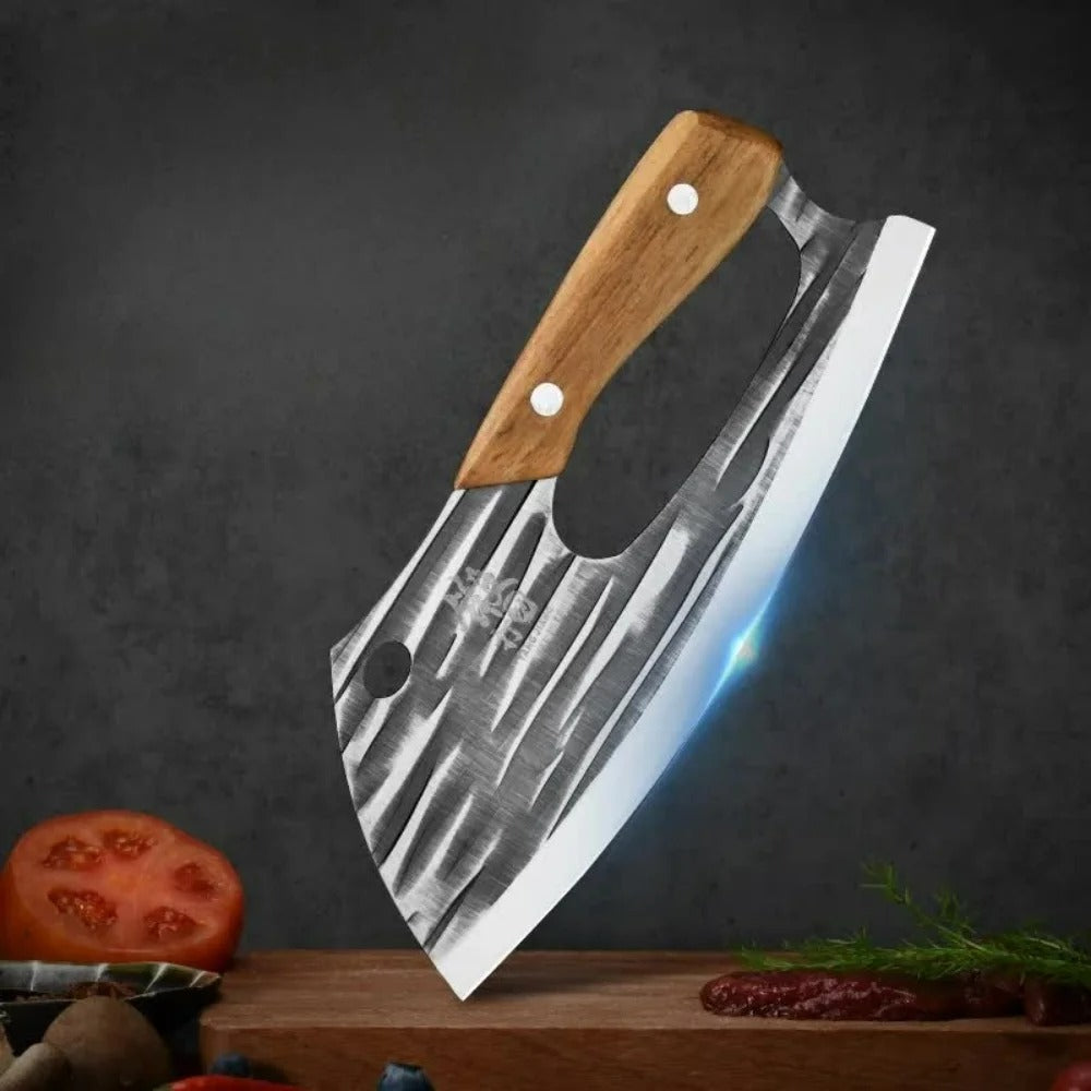 Vielseitiges Edelstahl Küchenmesser für Fisch und Fleisch, Holzgriff, Arbeitsersparnis