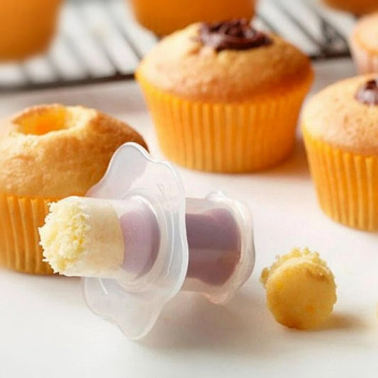 Set aus 3 Torten- und Cupcake-Kernentfernern, Dessertstempel, Küchenutensilien aus Kunststoff