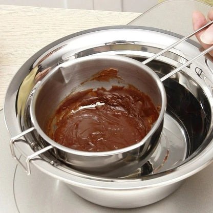 Stainless Steel Melting Pot mit Holzgriff, 26 x 14 x 6 cm, Ideal für Schokolade, Butter, Milch und Soßen