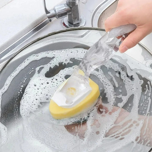 Vloeibare Zeep Dispenser mit Reinigungsbürste und Ersatzköpfen, Lange Handhabung, Effektive Spülbürste für Küche