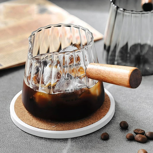 Espressokopje mit Holzgriff, 180ml, Melkschuimbeker, Latte Art Mok, Koffieaccessoires