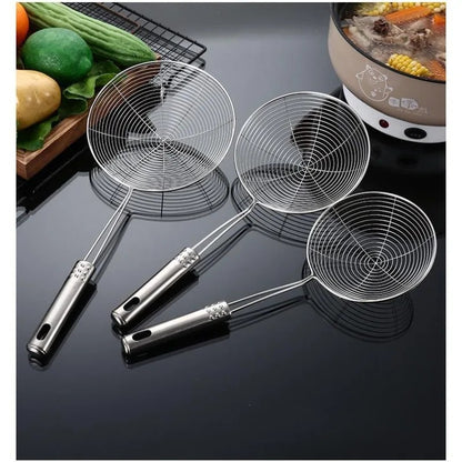 Rostfreier Edelstahl Frittierlöffel – Küchenutensilien, Skimmer für Fritteusen, Sieb mit Griff, 12–16 Zoll