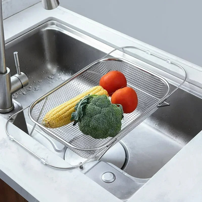 Ausziehbares Edelstahl Gitter Abtropfsieb – Verstellbares Gitter Afdruiprek für Spülbecken, Feinmaschiges Sieb, Größen S-XL